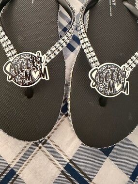 Soccer Mom Black Rhinestone Flip Flops